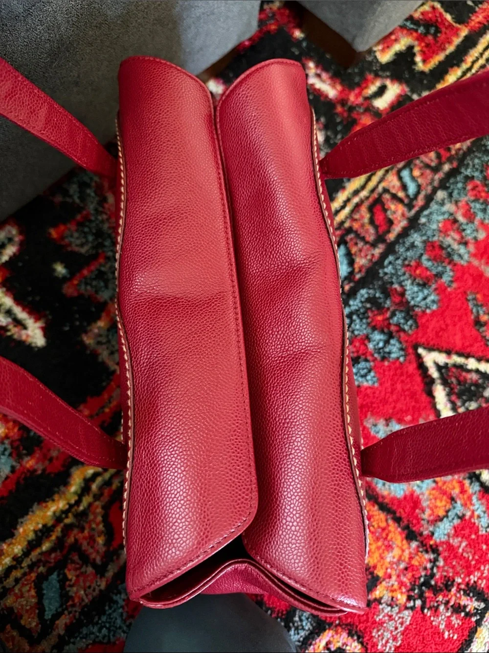Chanel Red Caviar Small CC Tote series 9. Bag only